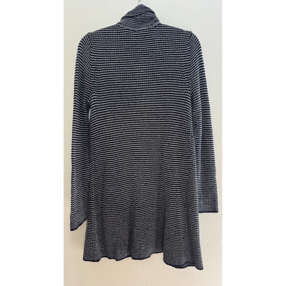 J.Jill Wearever Collection Long Sweater Cardigan Duster Sz Med Blk/WHT - Picture 3 of 4